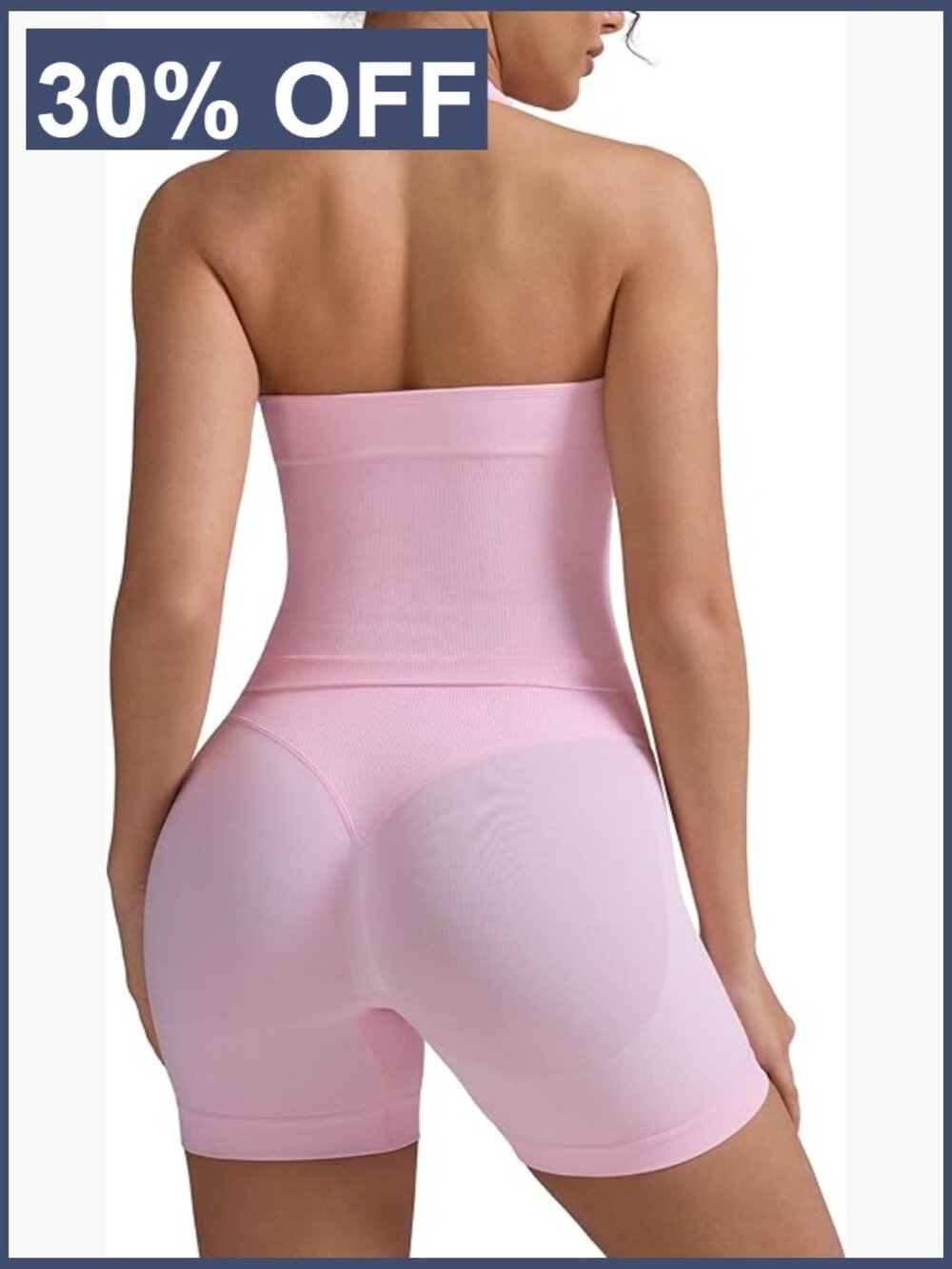 2 Piece Workout Set: Halter Tank & High Waisted Shorts